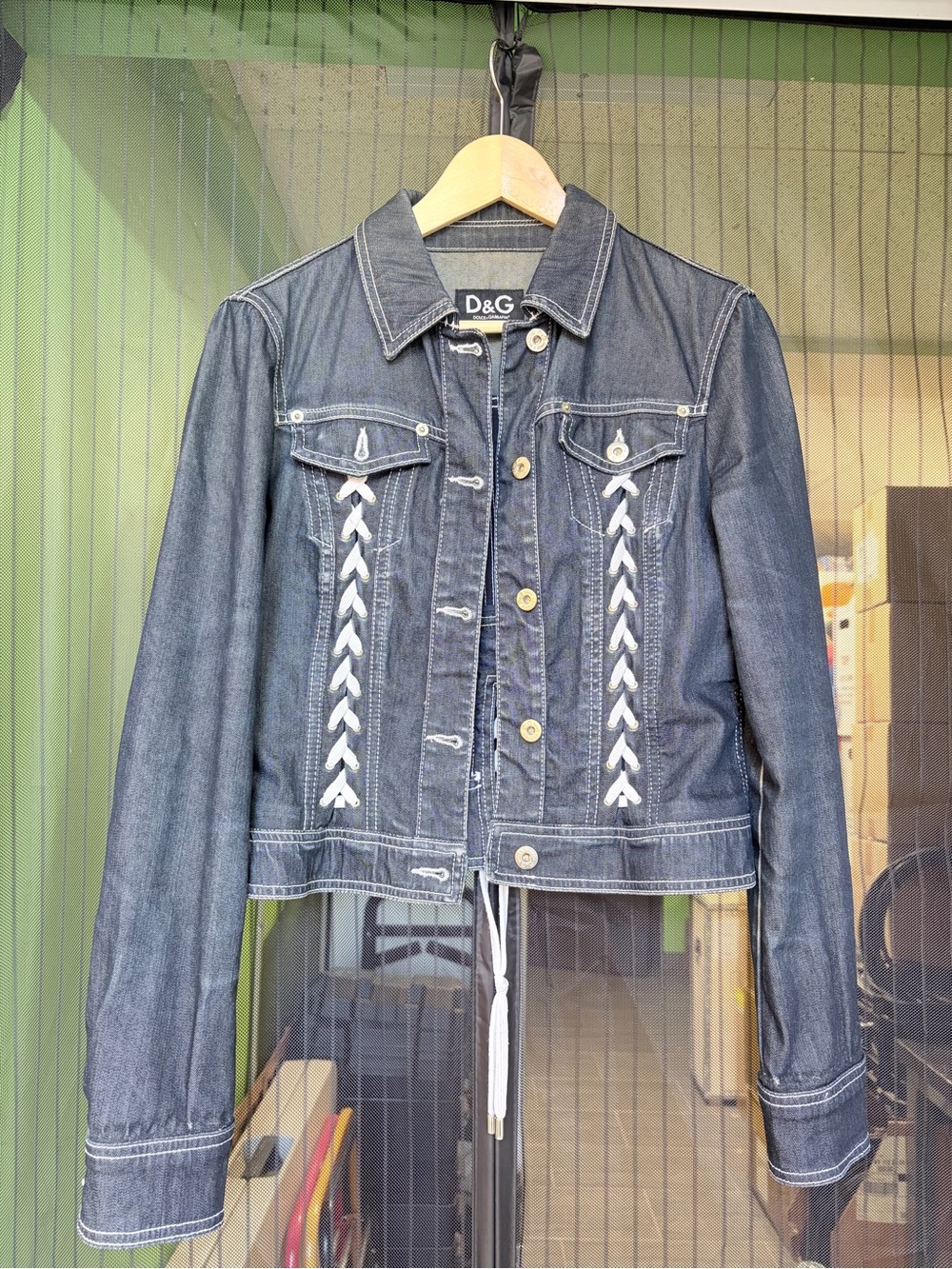 D&G Dark Blue Denim Jacket with White Braid Accents